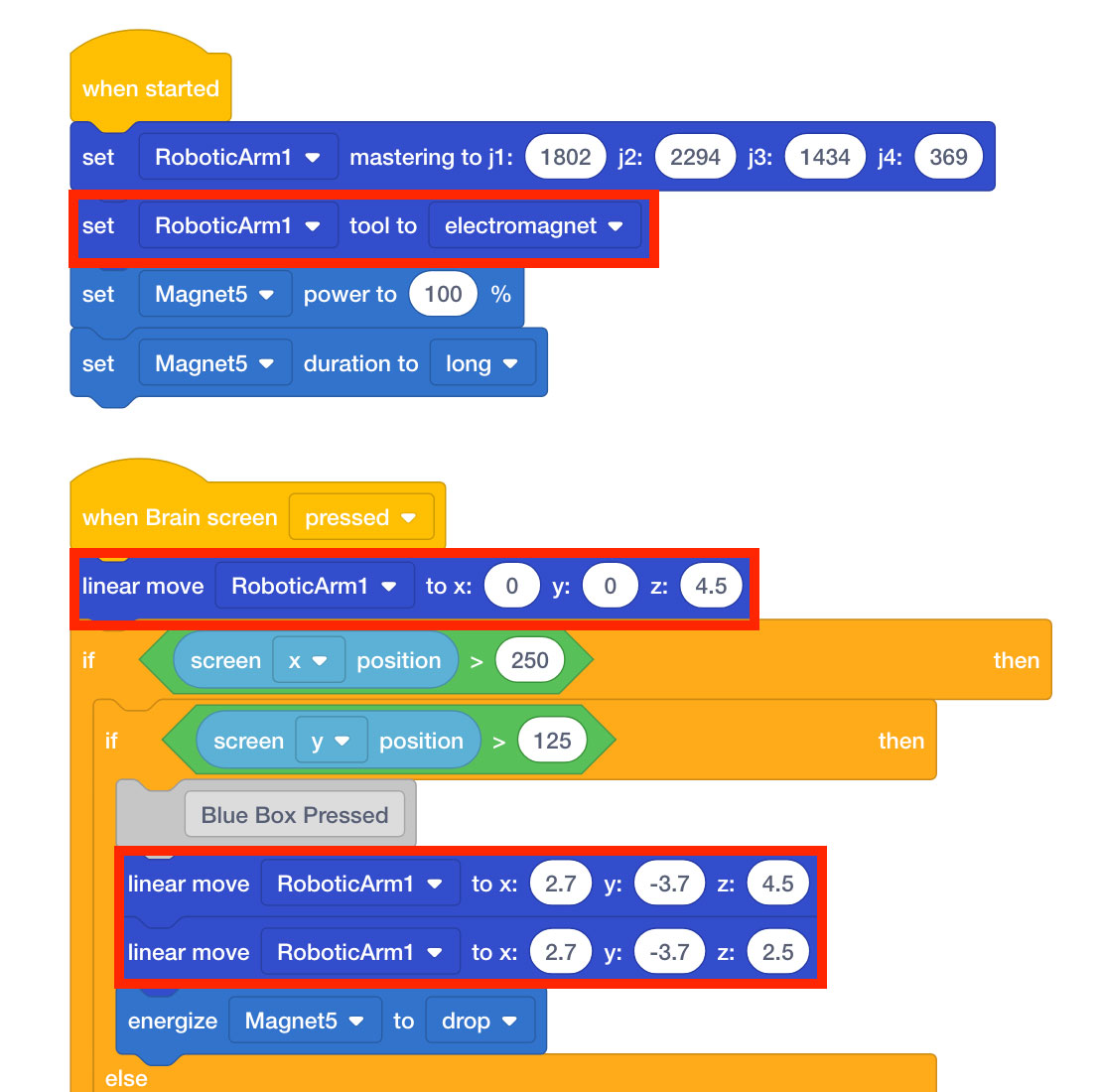 The [Set tool] block should be set correctly.