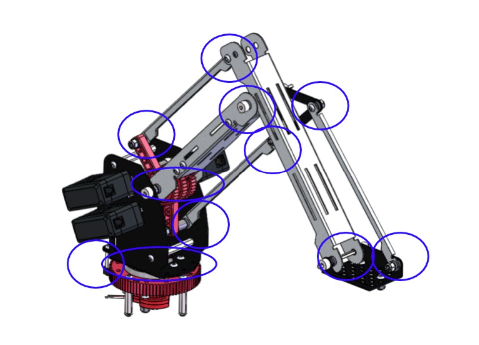 Potential pinch points on the V5 Robotic Arm