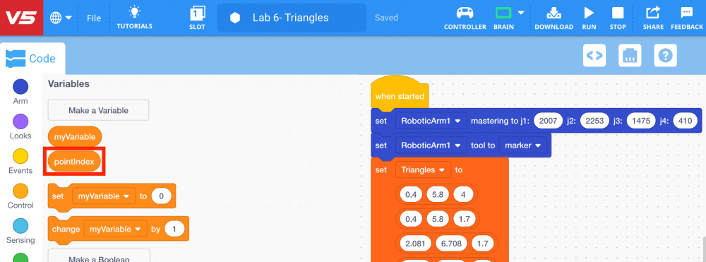 pointIndex in Tool Box