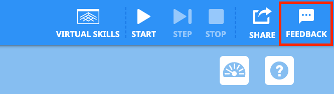image of the feedback button in the top right corner of the toolbar