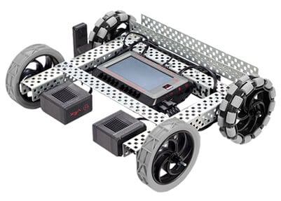 VEX V5 Speedbot that is about to test the newly built Race Course!