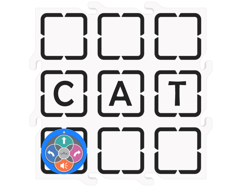 image of 123 Robot on a tile with the word CAT spelled in the middle squares of the Tile