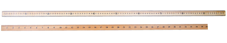 A meter stick and yard stick side by side