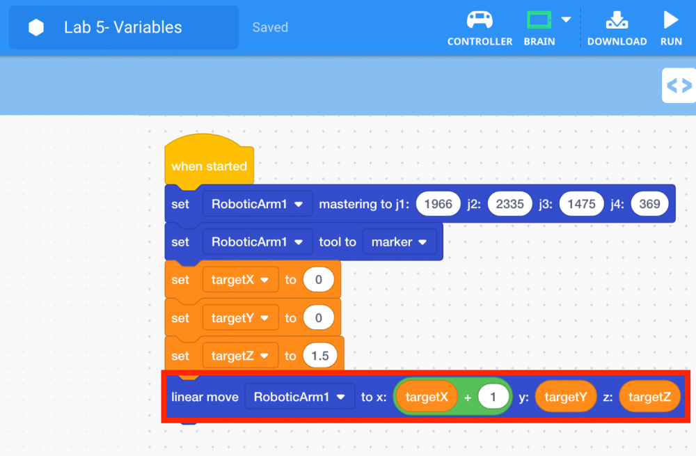 xyz in Linear move block