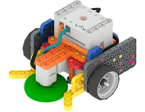 Code Base - Eye + Electromagnet build with a green disk picked up by the robot's magnet.